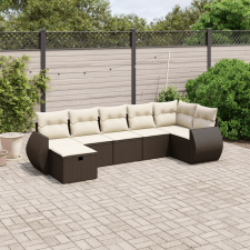 vidaXL 7 részes barna polyrattan kerti ülőgarnitúra párnákkal kerti bútor