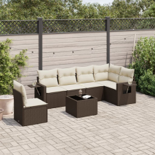 vidaXL 7 részes barna polyrattan kerti ülőgarnitúra párnákkal kerti bútor