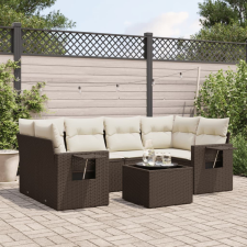 vidaXL 7 részes barna polyrattan kerti ülőgarnitúra párnákkal kerti bútor