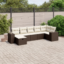 vidaXL 7 részes barna polyrattan kerti ülőgarnitúra párnákkal kerti bútor