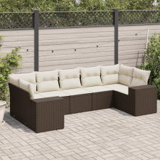 vidaXL 7 részes barna polyrattan kerti ülőgarnitúra párnákkal kerti bútor