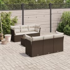 vidaXL 7 részes barna polyrattan kerti ülőgarnitúra párnákkal kerti bútor