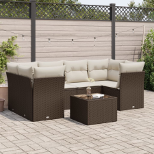 vidaXL 7 részes barna polyrattan kerti ülőgarnitúra párnákkal kerti bútor