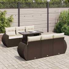 vidaXL 7 részes barna polyrattan kerti ülőgarnitúra párnákkal kerti bútor