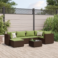 vidaXL 7 részes barna polyrattan kerti ülőgarnitúra párnákkal kerti bútor