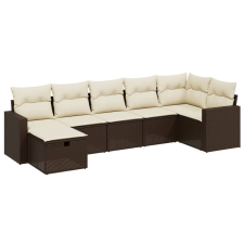 vidaXL 7 részes barna polyrattan kerti ülőgarnitúra párnákkal (3263509) kerti bútor