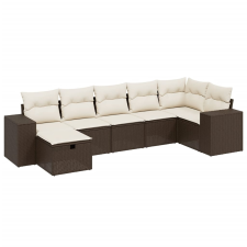 vidaXL 7 részes barna polyrattan kerti ülőgarnitúra párnákkal (3264459) kerti bútor