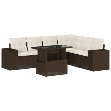 vidaXL 7 részes barna polyrattan kerti ülőgarnitúra párnákkal (3269193) kerti bútor