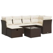 vidaXL 7 részes barna polyrattan kerti ülőgarnitúra párnákkal (3325299) kerti bútor