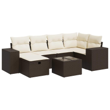 vidaXL 7 részes barna polyrattan kerti ülőgarnitúra párnákkal (3325699) kerti bútor