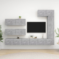vidaXL 7 részes betonszürke forgácslap TV-szekrényszett bútor