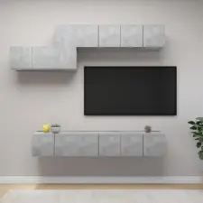 vidaXL 7 részes betonszürke forgácslap TV-szekrényszett bútor