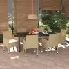 vidaXL 7 részes bézs polyrattan kerti étkezőgarnitúra párnákkal