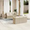 vidaXL 7 részes bézs polyrattan kerti ülőgarnitúra párnákkal