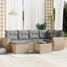 vidaXL 7 részes bézs polyrattan kerti ülőgarnitúra párnákkal kerti bútor