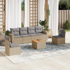 vidaXL 7 részes bézs polyrattan kerti ülőgarnitúra párnákkal kerti bútor