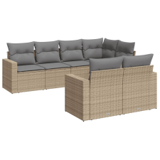 vidaXL 7 részes bézs polyrattan kerti ülőgarnitúra párnákkal (3219199) kerti bútor