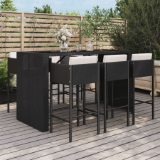 vidaXL 7-részes fekete polyrattan kerti bárszett párnákkal kerti bútor