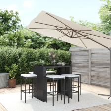 vidaXL 7-részes fekete polyrattan kerti bárszett párnákkal kerti bútor
