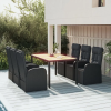 vidaXL 7 részes fekete polyrattan kerti étkezőgarnitúra párnával