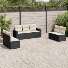 vidaXL 7 részes fekete polyrattan kerti ülőgarnitúra párnával kerti bútor