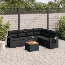 vidaXL 7 részes fekete polyrattan kerti ülőgarnitúra párnával kerti bútor