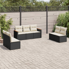 vidaXL 7 részes fekete polyrattan kerti ülőgarnitúra párnával kerti bútor