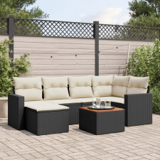 vidaXL 7 részes fekete polyrattan kerti ülőgarnitúra párnával kerti bútor
