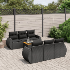 vidaXL 7 részes fekete polyrattan kerti ülőgarnitúra párnával kerti bútor