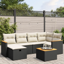 vidaXL 7 részes fekete polyrattan kerti ülőgarnitúra párnával kerti bútor