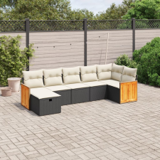 vidaXL 7 részes fekete polyrattan kerti ülőgarnitúra párnával kerti bútor