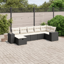 vidaXL 7 részes fekete polyrattan kerti ülőgarnitúra párnával kerti bútor