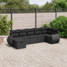 vidaXL 7 részes fekete polyrattan kerti ülőgarnitúra párnával kerti bútor