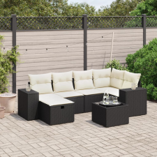 vidaXL 7 részes fekete polyrattan kerti ülőgarnitúra párnával kerti bútor