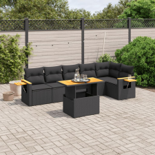 vidaXL 7 részes fekete polyrattan kerti ülőgarnitúra párnával kerti bútor