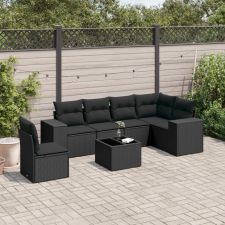 vidaXL 7 részes fekete polyrattan kerti ülőgarnitúra párnával kerti bútor