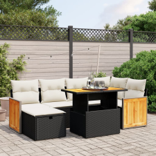 vidaXL 7 részes fekete polyrattan kerti ülőgarnitúra párnával kerti bútor