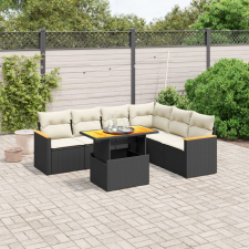 vidaXL 7 részes fekete polyrattan kerti ülőgarnitúra párnával kerti bútor