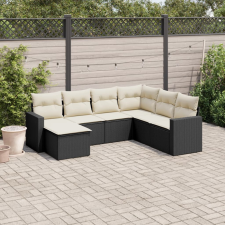 vidaXL 7 részes fekete polyrattan kerti ülőgarnitúra párnával kerti bútor