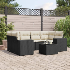 vidaXL 7 részes fekete polyrattan kerti ülőgarnitúra párnával kerti bútor