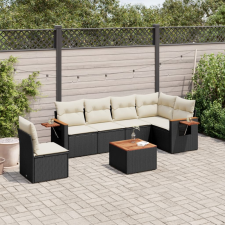 vidaXL 7 részes fekete polyrattan kerti ülőgarnitúra párnával kerti bútor