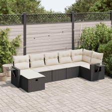 vidaXL 7 részes fekete polyrattan kerti ülőgarnitúra párnával kerti bútor