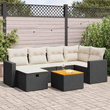 vidaXL 7 részes fekete polyrattan kerti ülőgarnitúra párnával kerti bútor