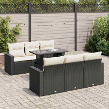vidaXL 7 részes fekete polyrattan kerti ülőgarnitúra párnával kerti bútor