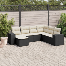 vidaXL 7 részes fekete polyrattan kerti ülőgarnitúra párnával kerti bútor