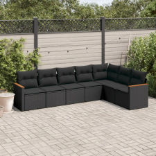 vidaXL 7 részes fekete polyrattan kerti ülőgarnitúra párnával kerti bútor