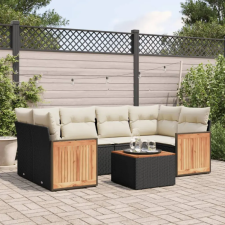 vidaXL 7 részes fekete polyrattan kerti ülőgarnitúra párnával kerti bútor