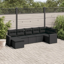 vidaXL 7 részes fekete polyrattan kerti ülőgarnitúra párnával kerti bútor