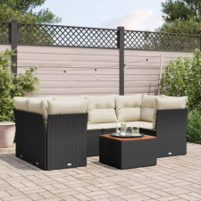 vidaXL 7 részes fekete polyrattan kerti ülőgarnitúra párnával kerti bútor
