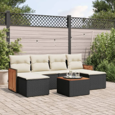 vidaXL 7 részes fekete polyrattan kerti ülőgarnitúra párnával kerti bútor